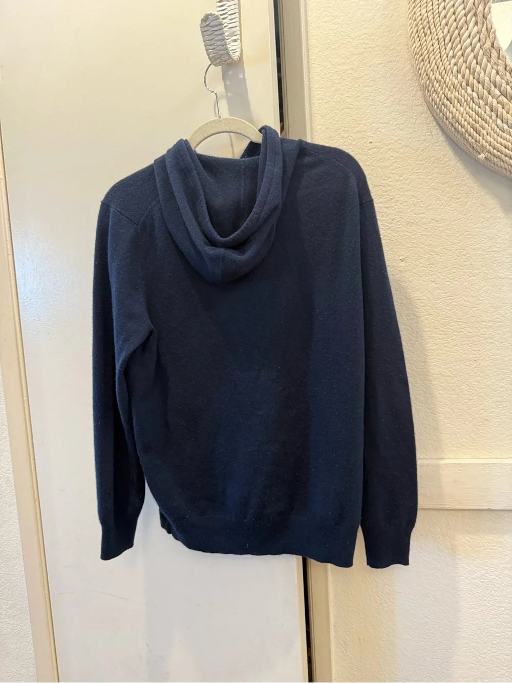 J. Crew 100% cashmere Navy Crewneck Hoodie Sweater Medium